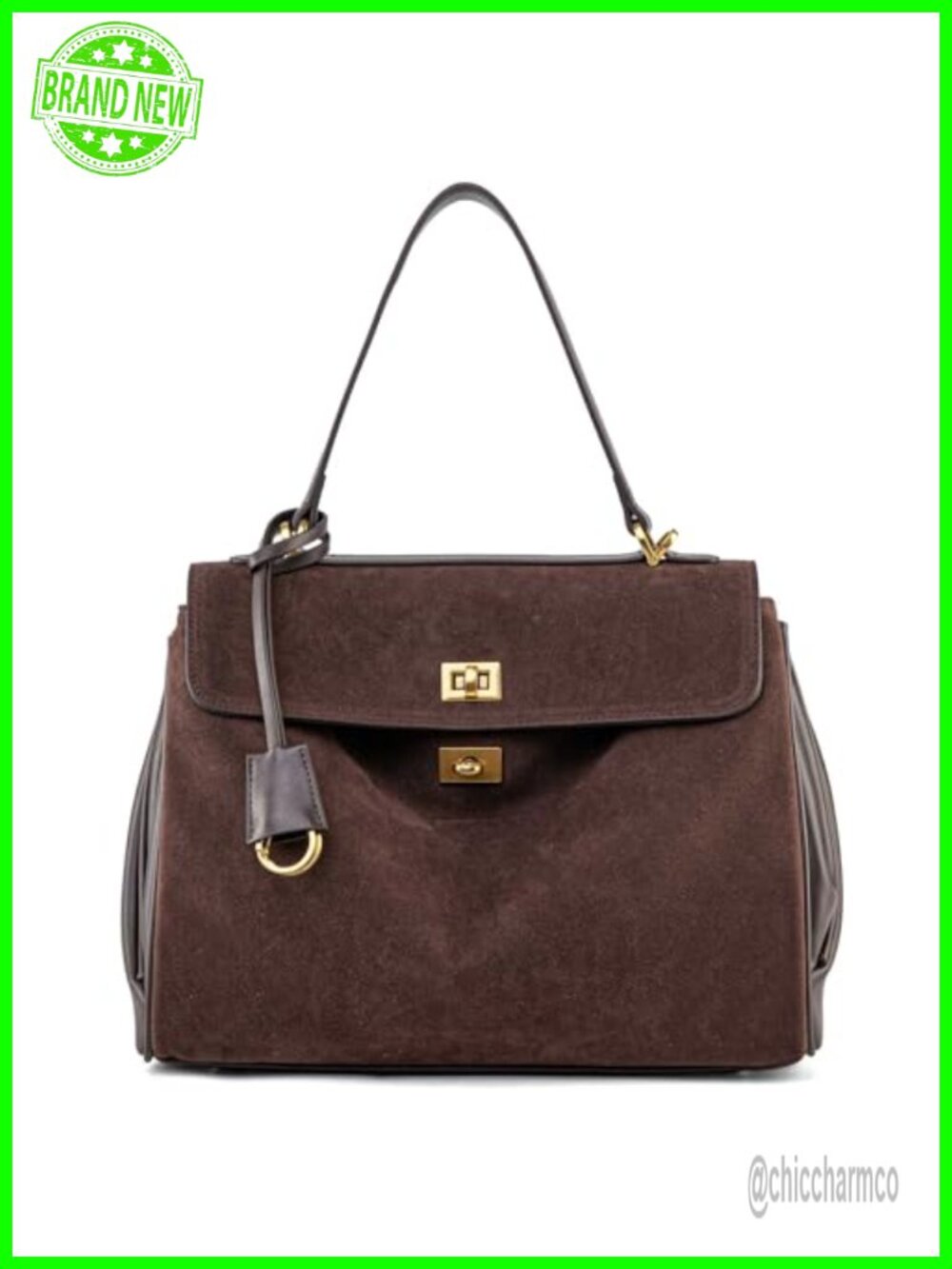 Suede Leather Tote Bag for Women Retro Satchel Purse Shoulder Handbag